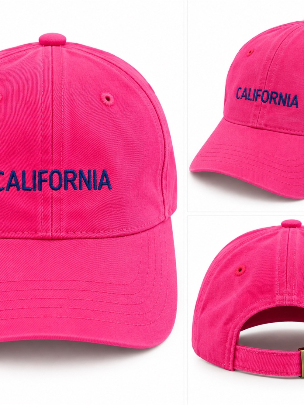 California Embroidered Baseball Cap - Hot Pink